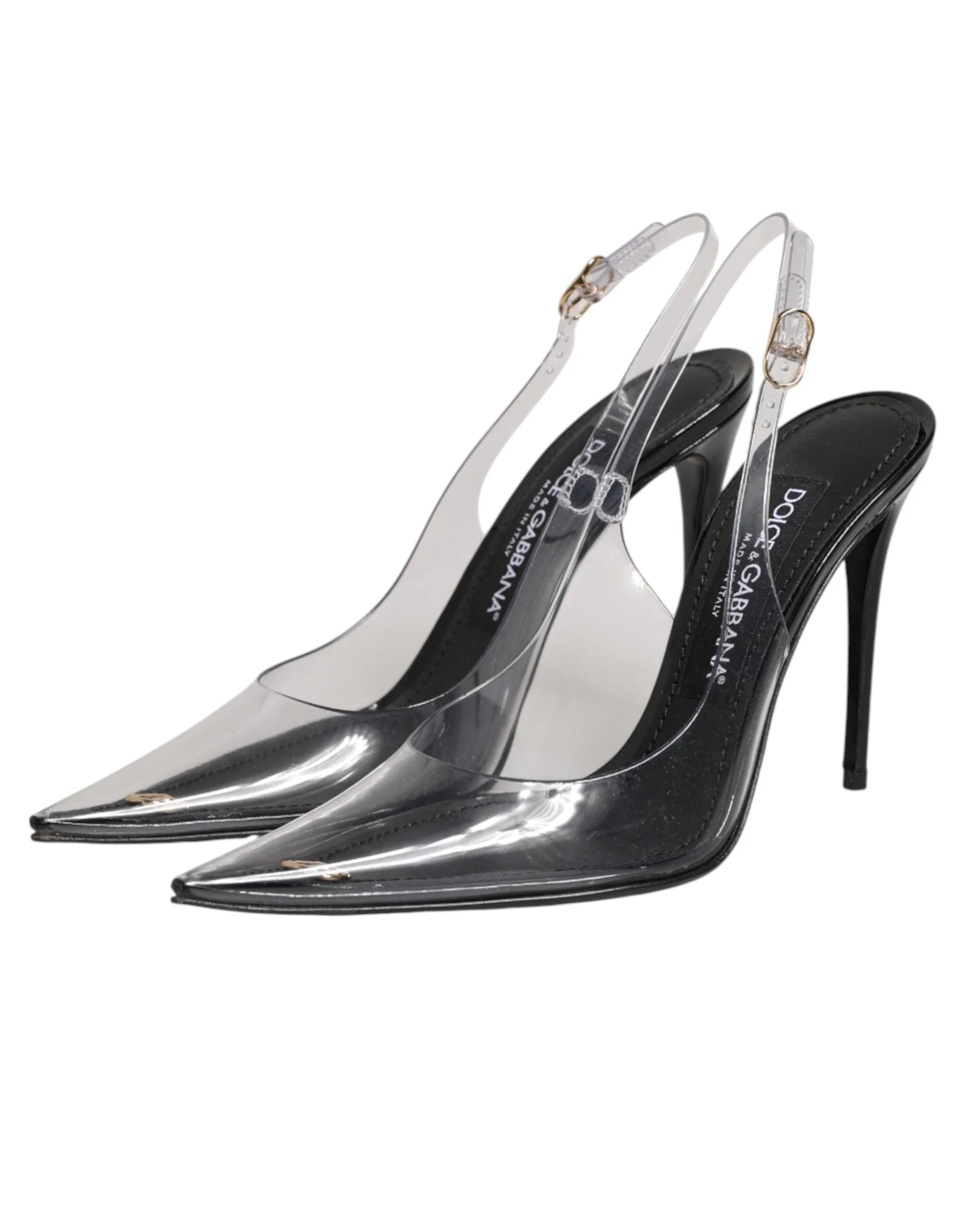 Dolce & Gabbana Black Leather Clear PVC Slingback Pumps Shoes - EU35.5/US5 - Heels