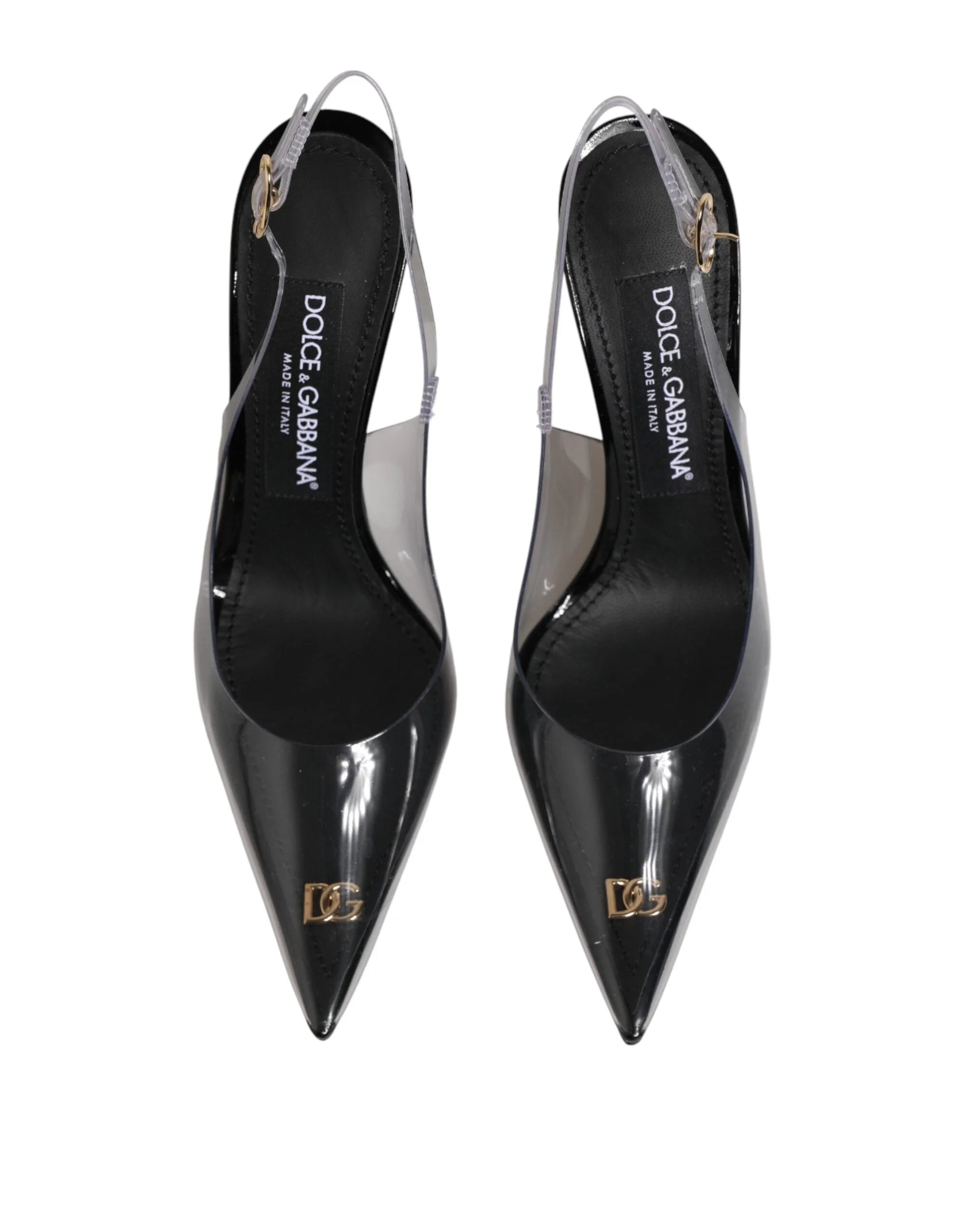 Dolce & Gabbana Black Leather Clear PVC Slingback Pumps Shoes - EU35.5/US5