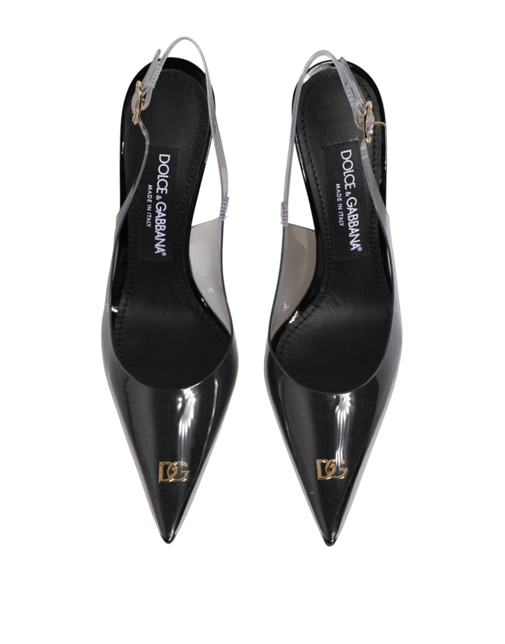 Dolce & Gabbana Black Leather Clear PVC Slingback Pumps Shoes - EU35.5/US5