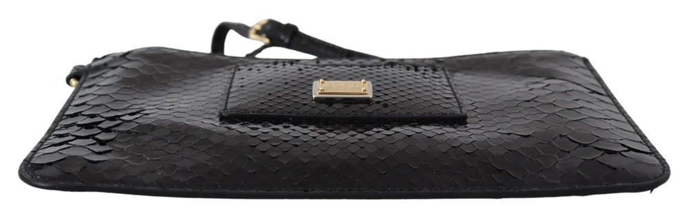 Dolce & Gabbana Black Leather Coin Purse Wristlet Mirror Agnese Wallet - Wrist Bags