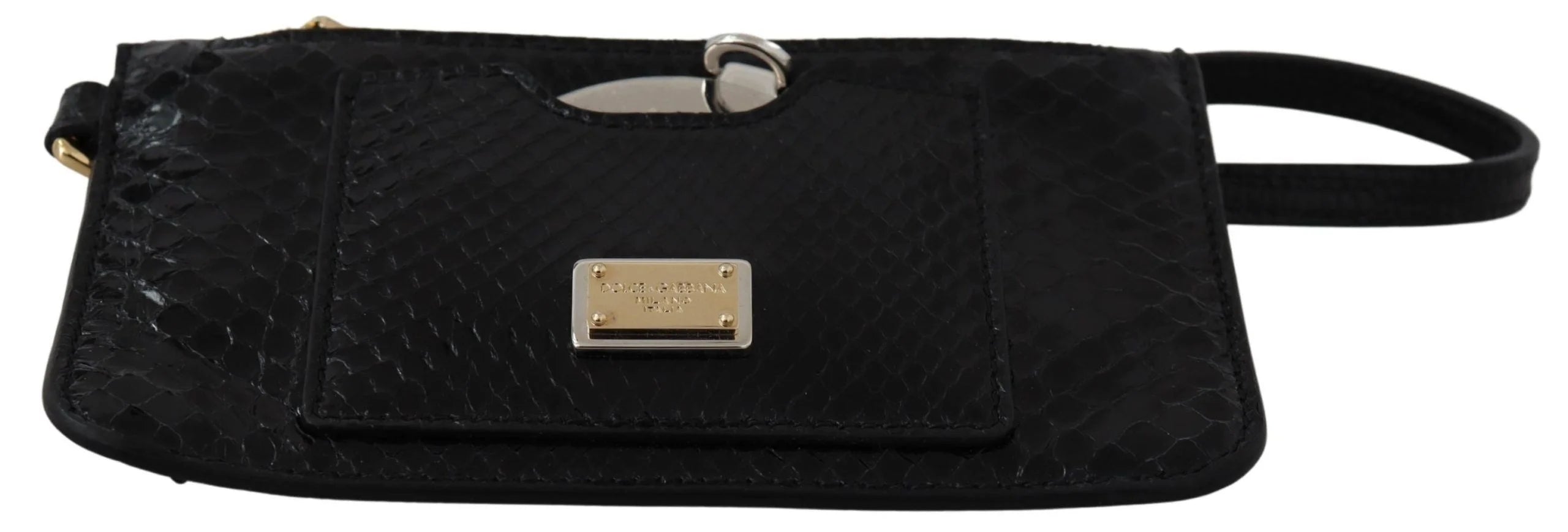Dolce & Gabbana Black Leather Coin Purse Wristlet Mirror Agnese Wallet - Wrist Bags