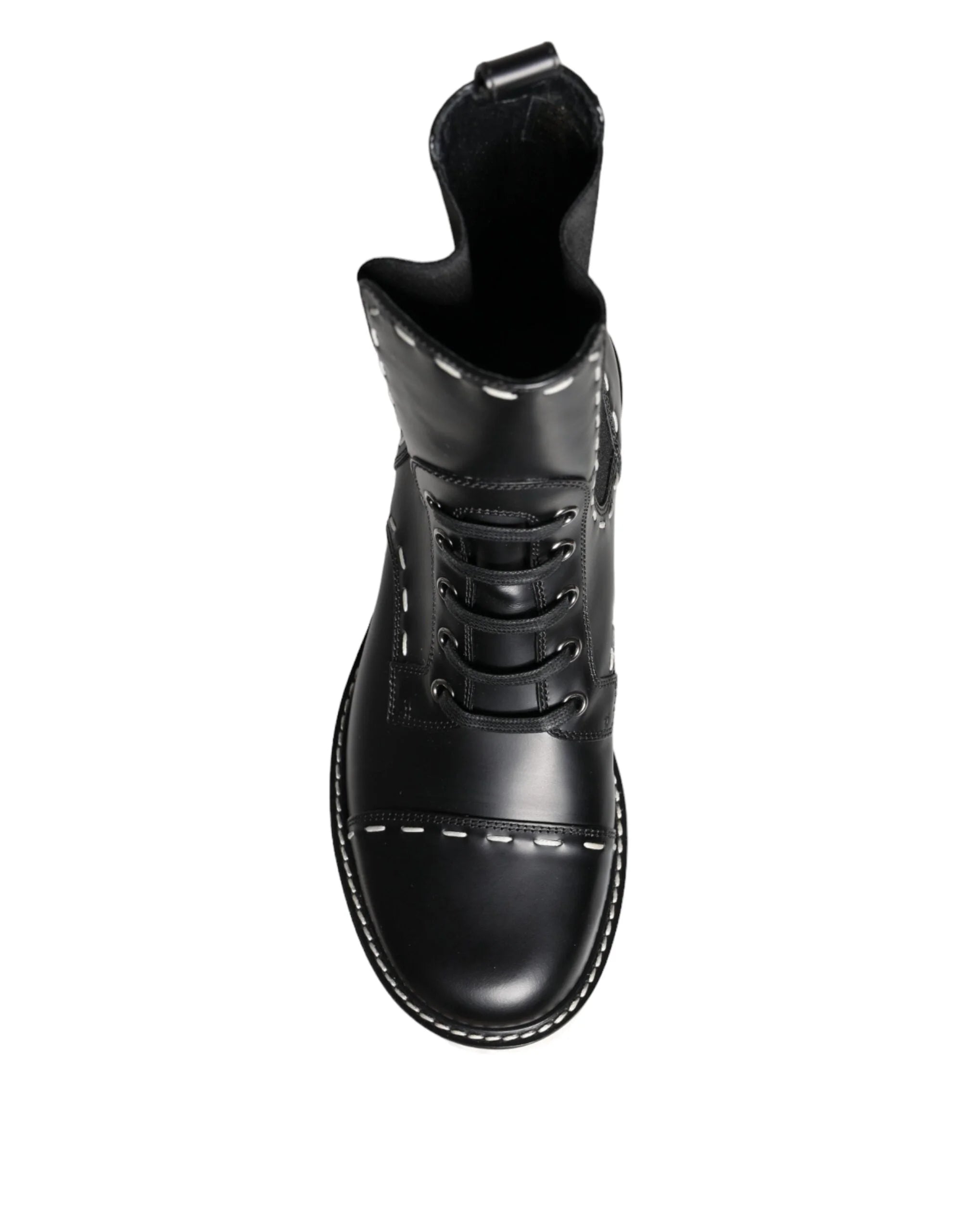 Ghete Dolce & Gabbana negre din piele, cu talpă tip combat, mijlocul gambei - EU36/US5.5