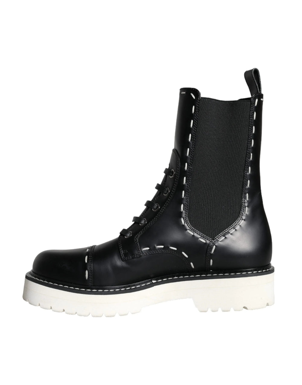 Ghete Dolce & Gabbana negre din piele, cu talpă tip combat, mijlocul gambei - EU36/US5.5