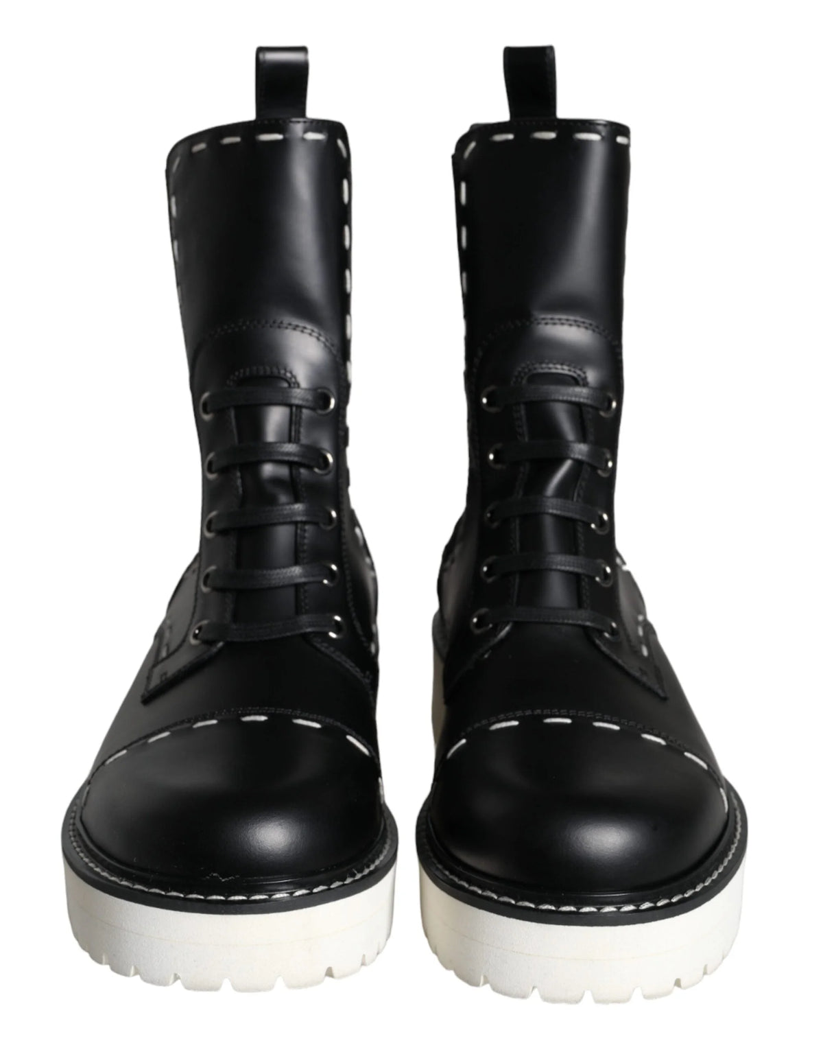 Ghete Dolce & Gabbana negre din piele, cu talpă tip combat, mijlocul gambei - EU36/US5.5