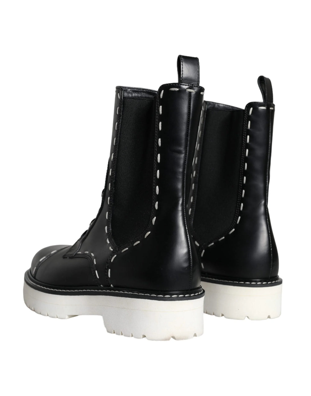 Ghete Dolce & Gabbana negre din piele, cu talpă tip combat, mijlocul gambei - EU36/US5.5