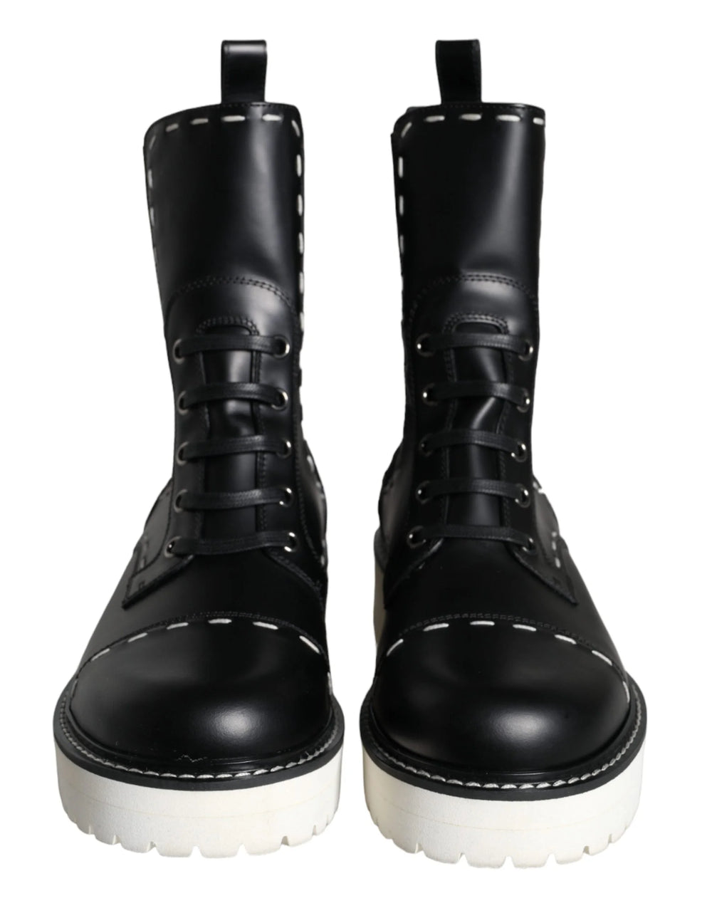 Dolce & Gabbana Black Leather Combat Mid Calf Boots Shoes - EU36/US5.5 - Boots