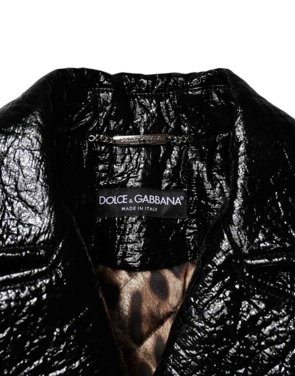 Dolce & Gabbana Black Leather Cropped Long Sleeve Coat Jacket - IT40|S - Coats & Jackets