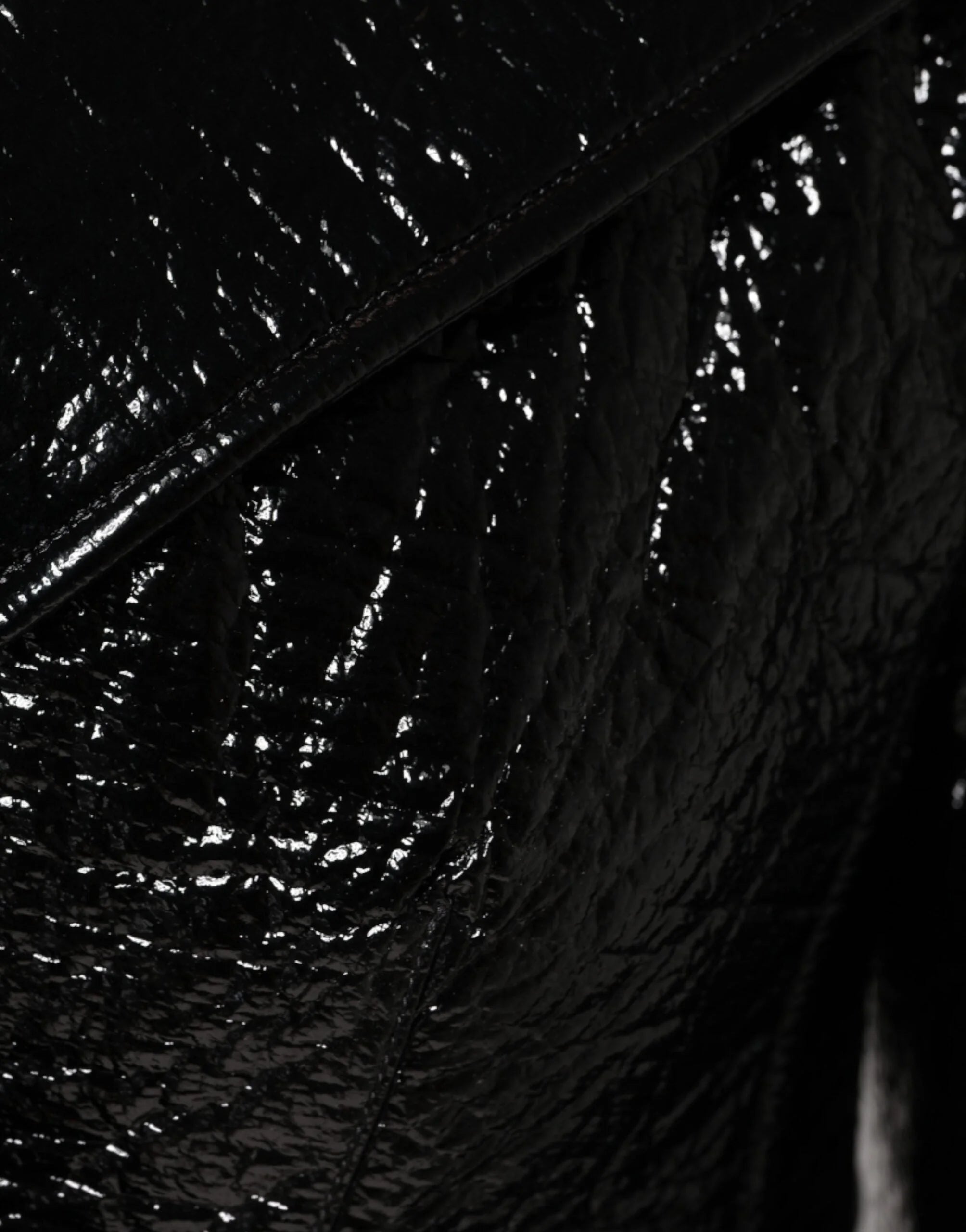 Dolce & Gabbana Black Leather Cropped Long Sleeve Coat Jacket - IT40|S - Coats & Jackets