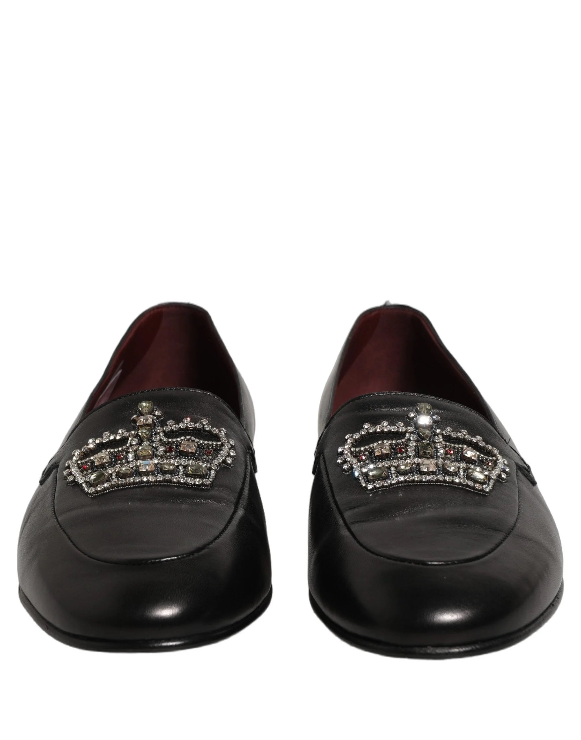 Παπούτσια loafers Dolce & Gabbana μαύρο δέρμα με διακόσμηση στέμμα - EU44/US11