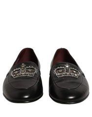 Παπούτσια loafers Dolce & Gabbana μαύρο δέρμα με διακόσμηση στέμμα - EU44/US11