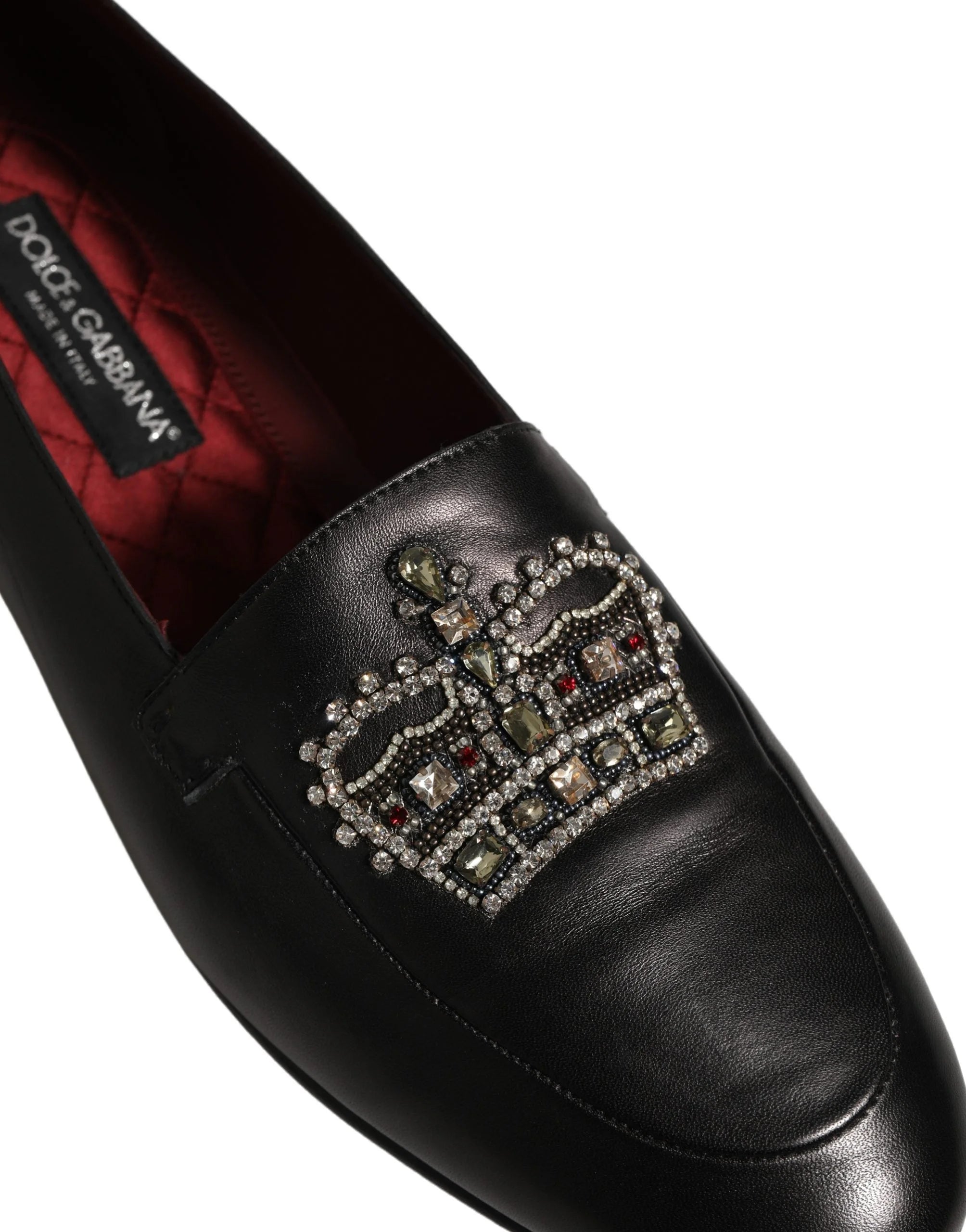 Παπούτσια loafers Dolce & Gabbana μαύρο δέρμα με διακόσμηση στέμμα - EU44/US11