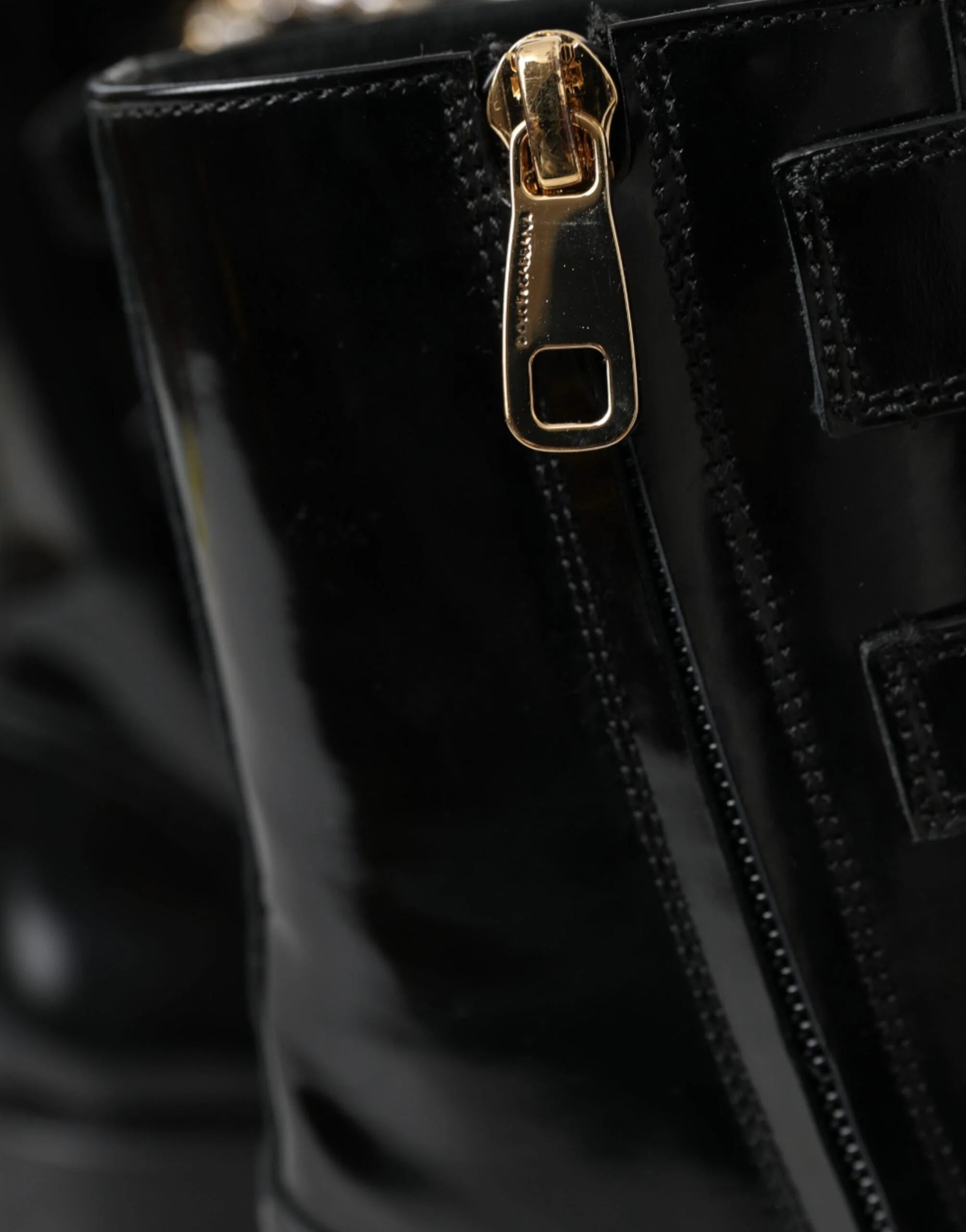 Dolce & Gabbana Black Leather Crystal Buckles Boots Shoes - EU35/US4.5 - Boots