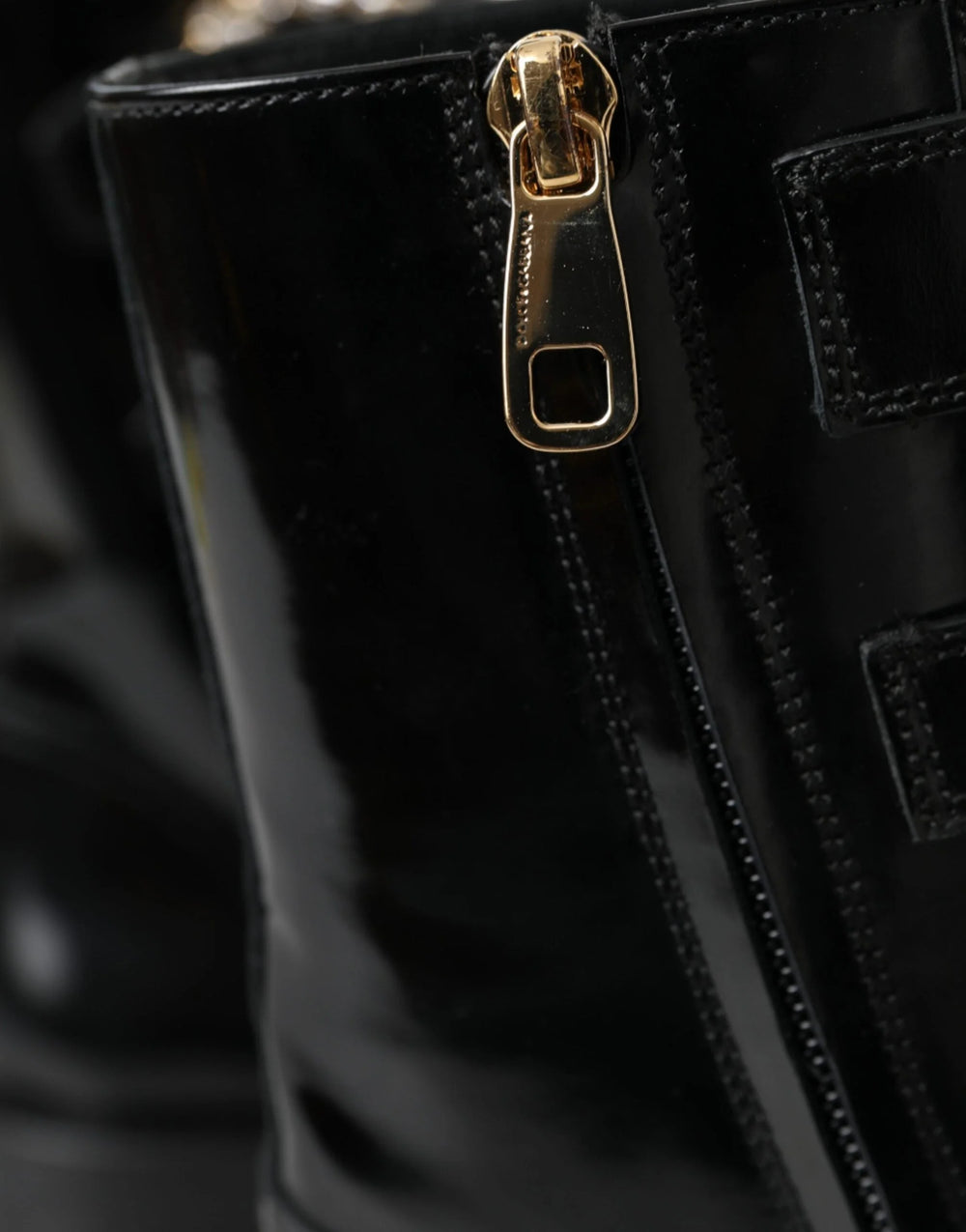 Dolce & Gabbana Black Leather Crystal Buckles Boots Shoes - EU35/US4.5 - Boots