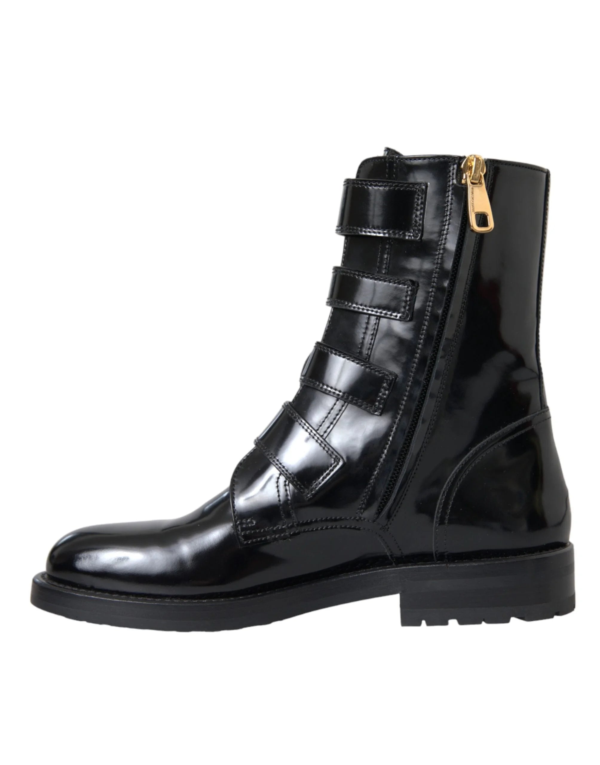 Dolce & Gabbana Black Leather Crystal Buckles Boots Shoes - EU35/US4.5 - Boots