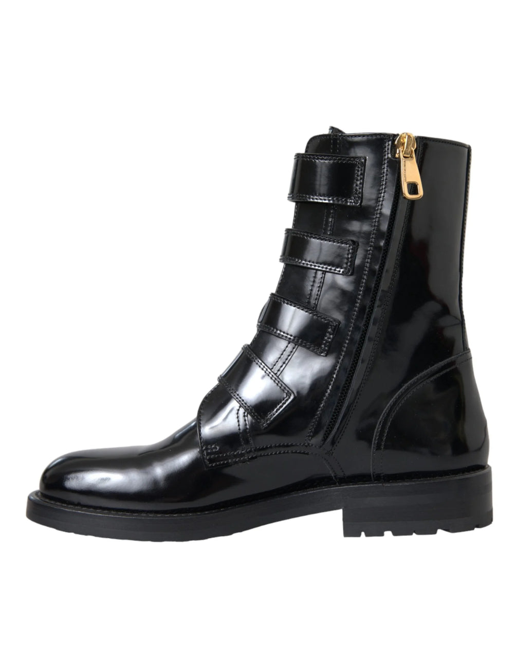 Dolce & Gabbana Black Leather Crystal Buckles Boots Shoes - EU35/US4.5 - Boots