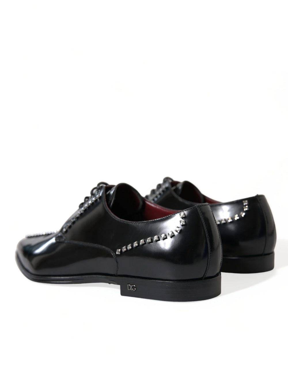 Dolce & Gabbana Black Leather Crystal Dress Formal Shoes - Shoes