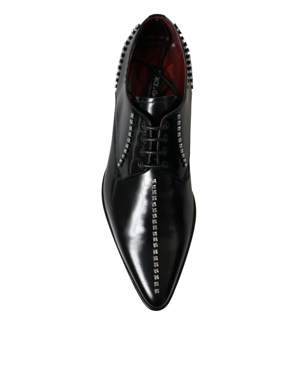 Dolce & Gabbana Black Leather Crystal Dress Formal Shoes - Shoes