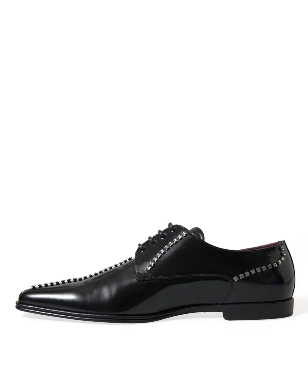 Dolce & Gabbana Black Leather Crystal Dress Formal Shoes - Shoes