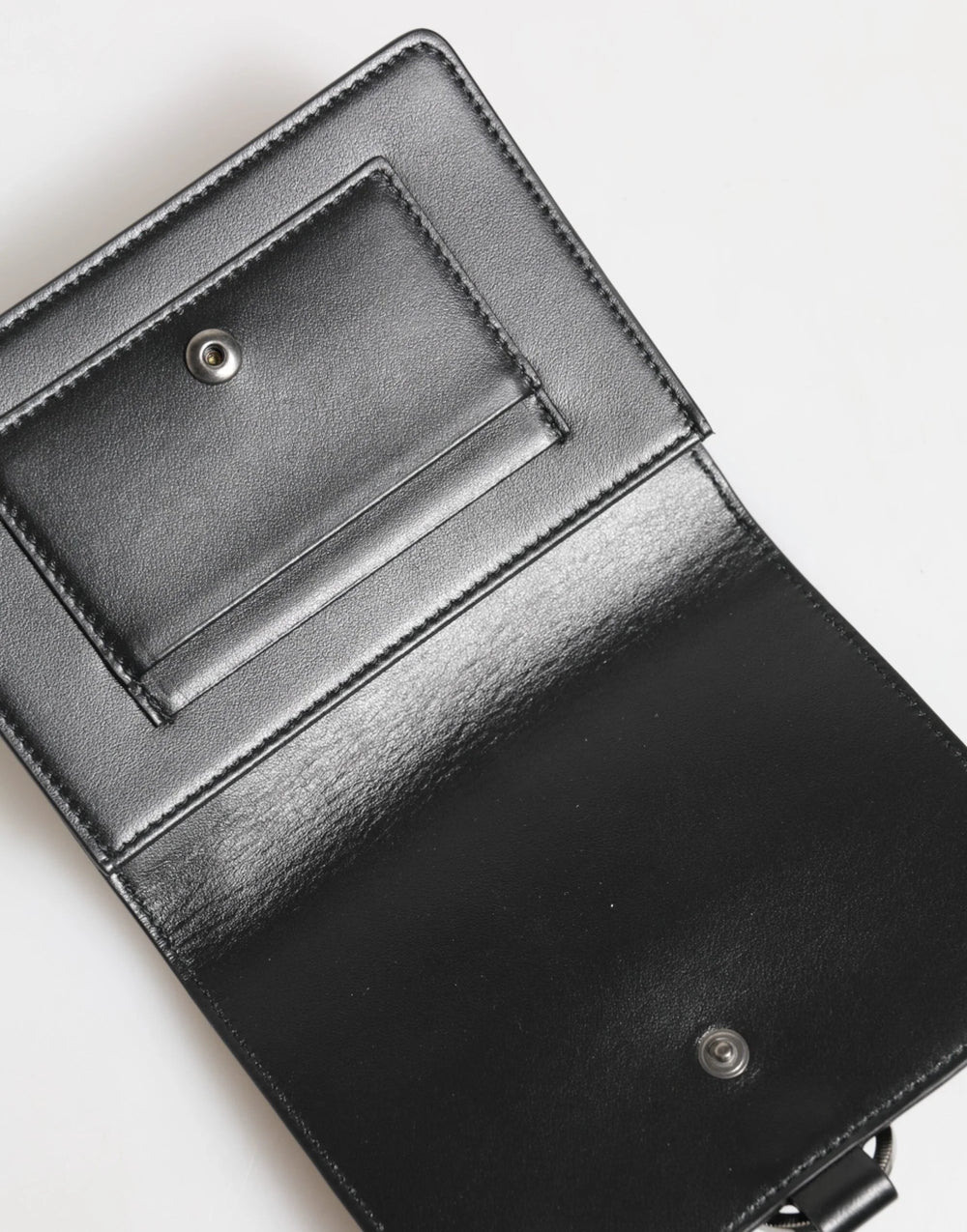 Dolce & Gabbana Black Leather Crystal Embellished Card Holder Wallet - Card Cases