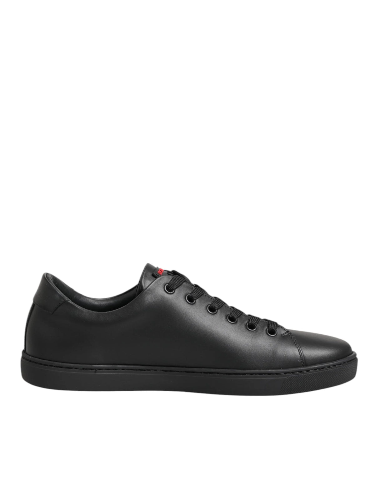 Dolce & Gabbana Black Leather Crystal Heart Low Top Sneakers Shoes - Sneakers