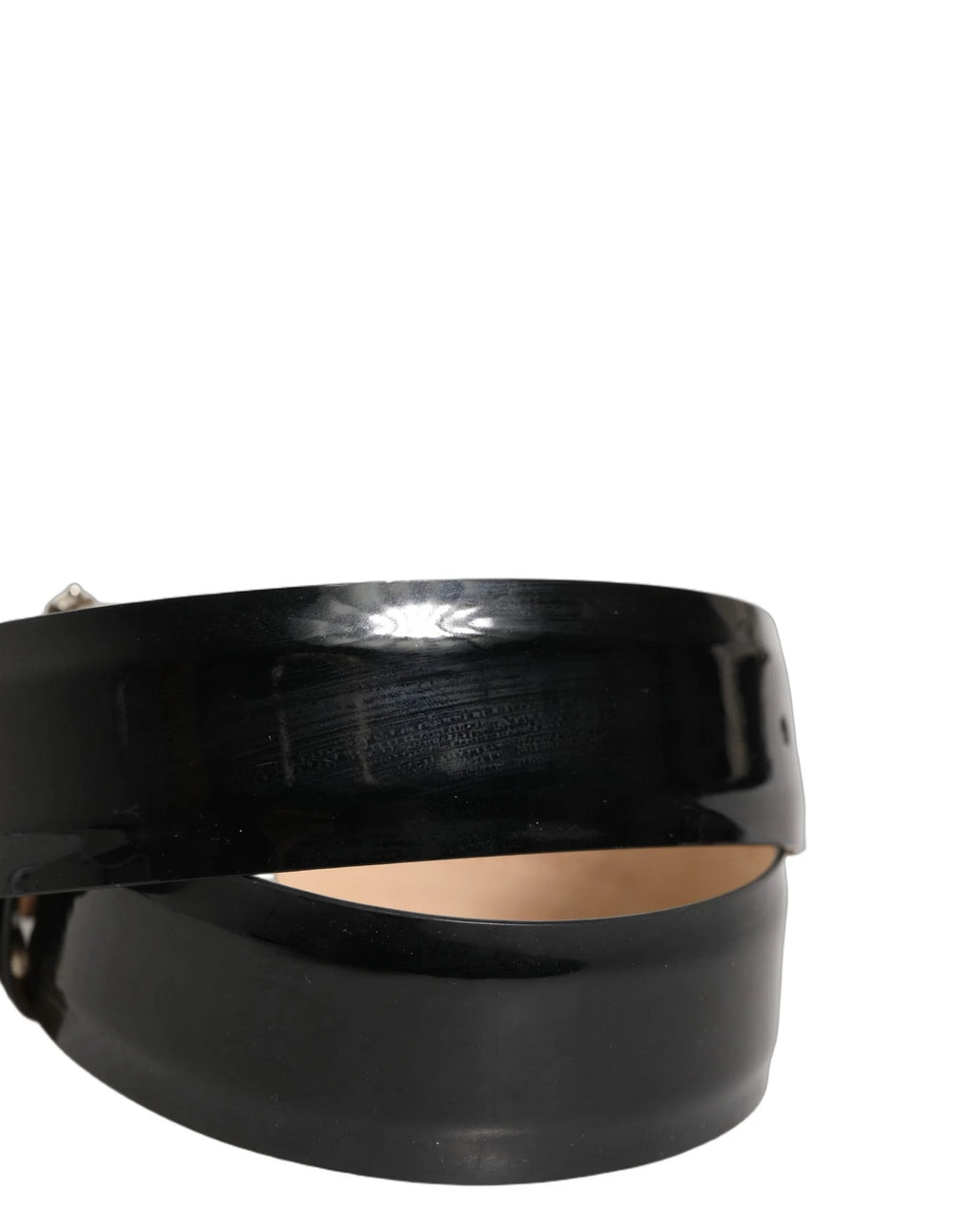 Zijaanzicht van de door AmeOro samengestelde Dolce & Gabbana riem, met de hoogwaardige zwarte lederen band en de sierlijke kristalgesp.