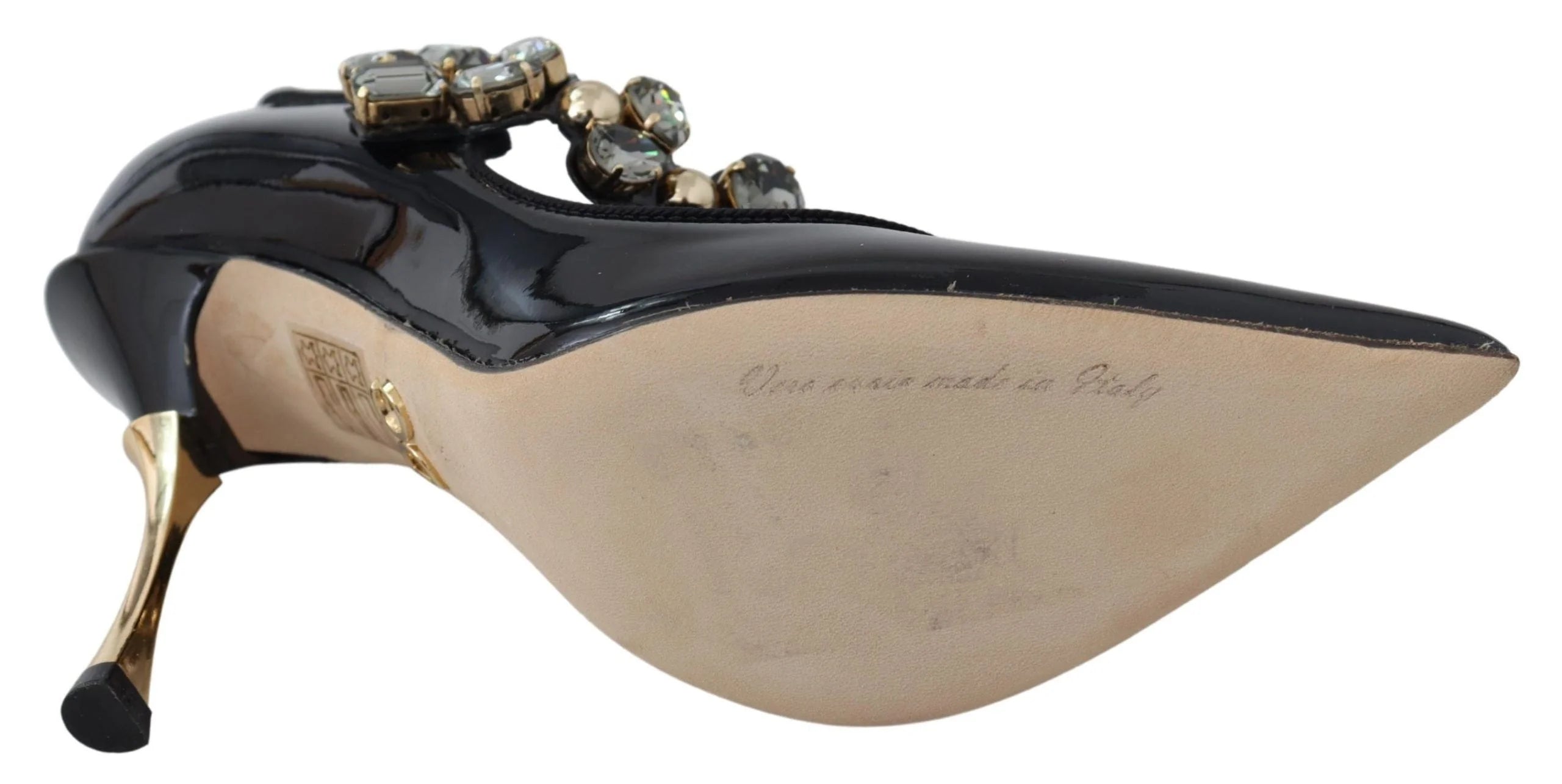 Dolce & Gabbana Black Leather Crystal Shoes Mary Jane Pumps - EU35/US4.5 - Heels