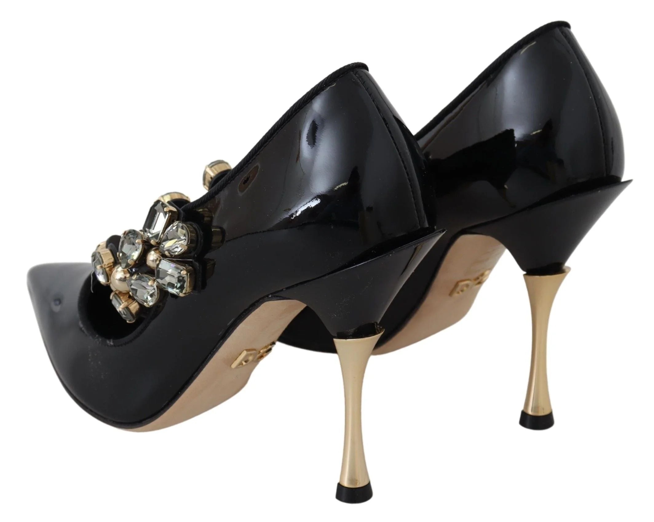 Dolce & Gabbana Black Leather Crystal Shoes Mary Jane Pumps - EU35/US4.5