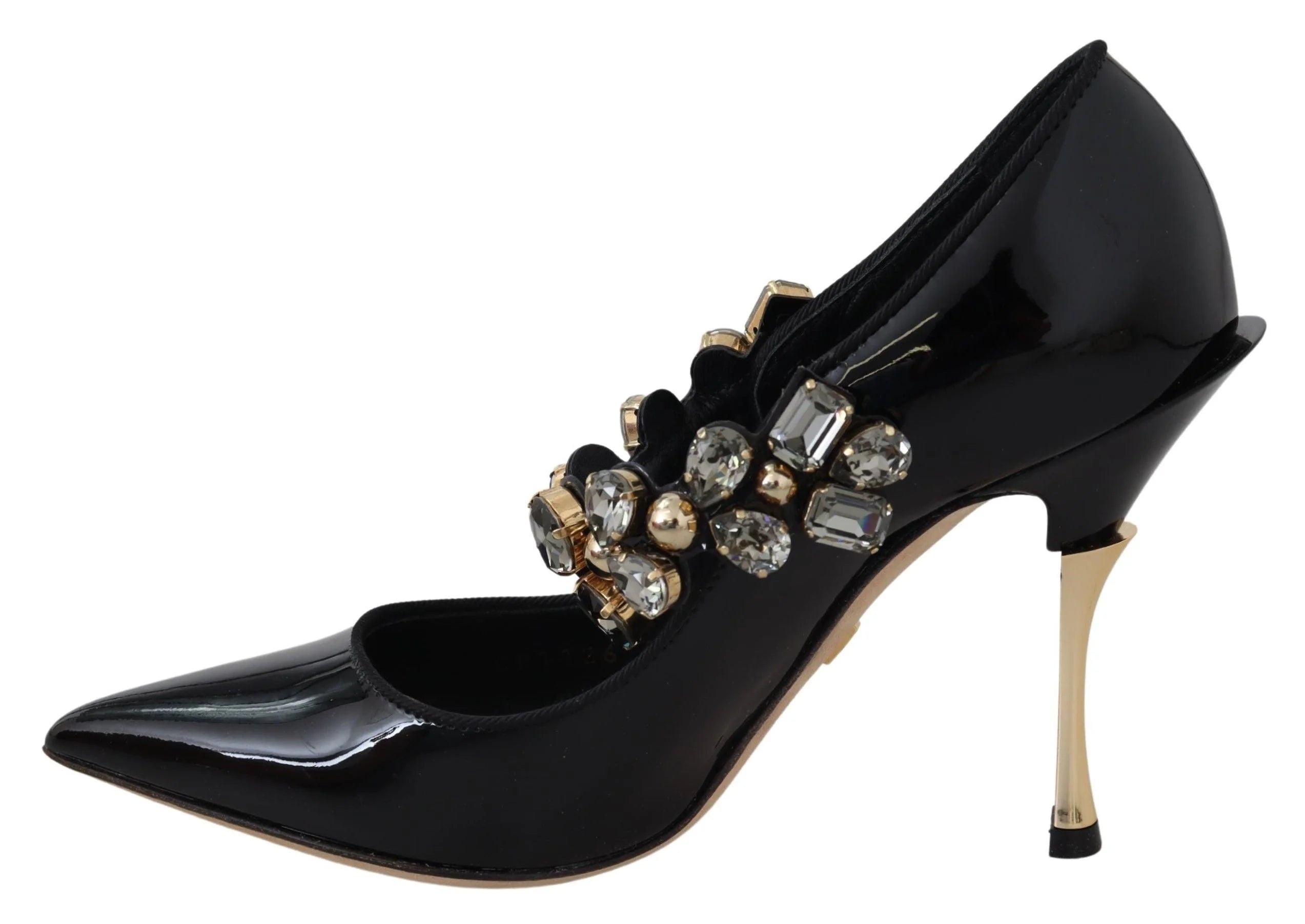 Dolce & Gabbana Black Leather Crystal Shoes Mary Jane Pumps - EU35/US4.5