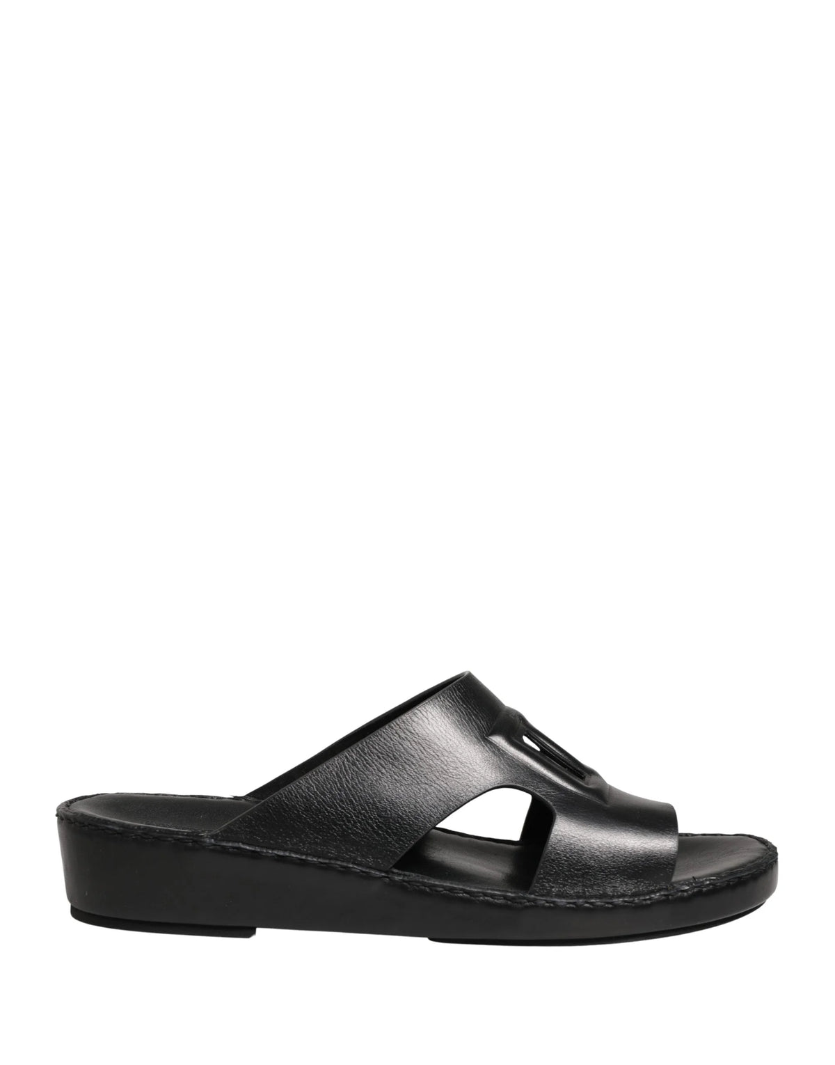 Dolce & Gabbana Black Leather Cutout DG Logo Sandals Shoes - EU44/US11