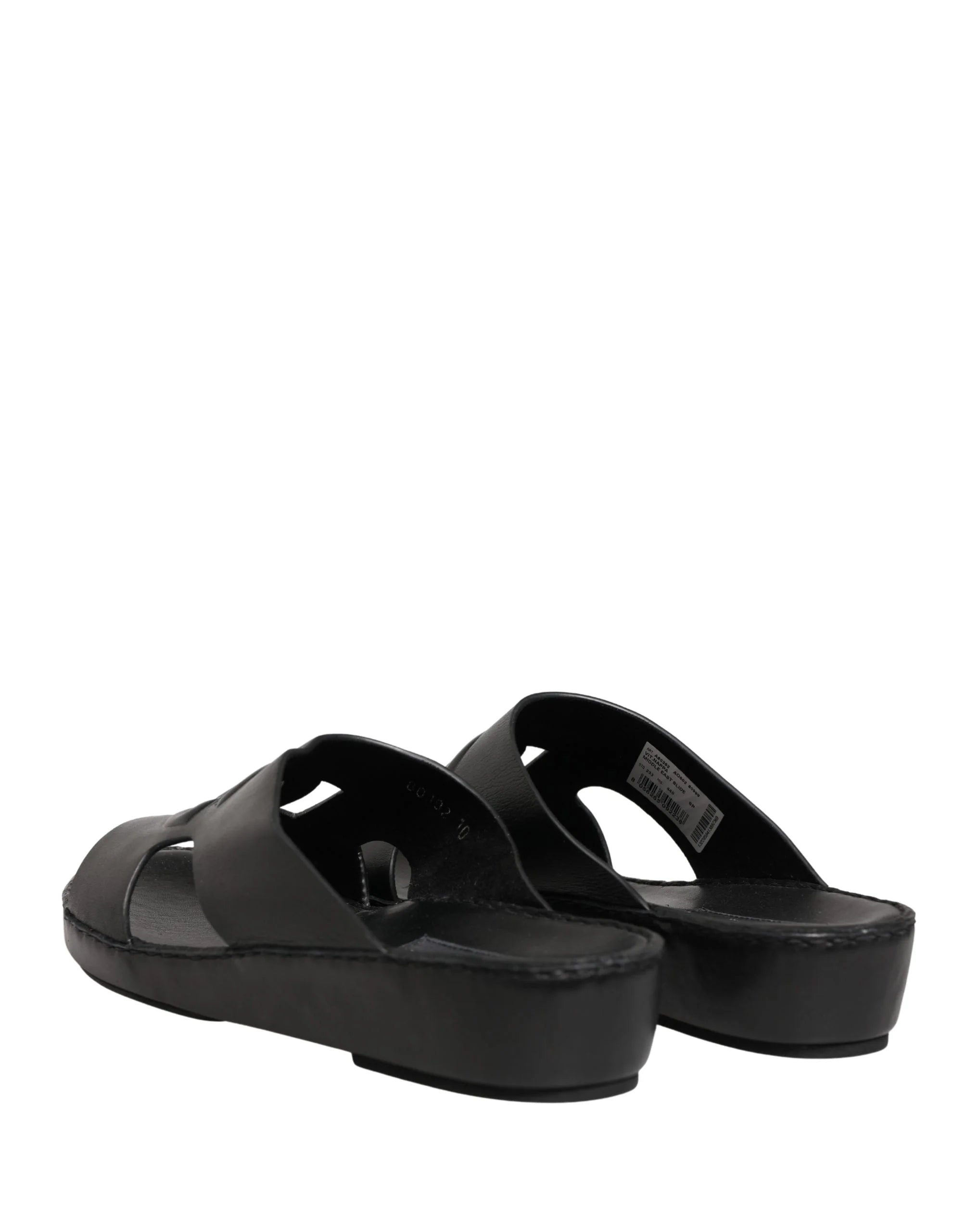 Dolce & Gabbana Black Leather Cutout DG Logo Sandals Shoes - EU44/US11