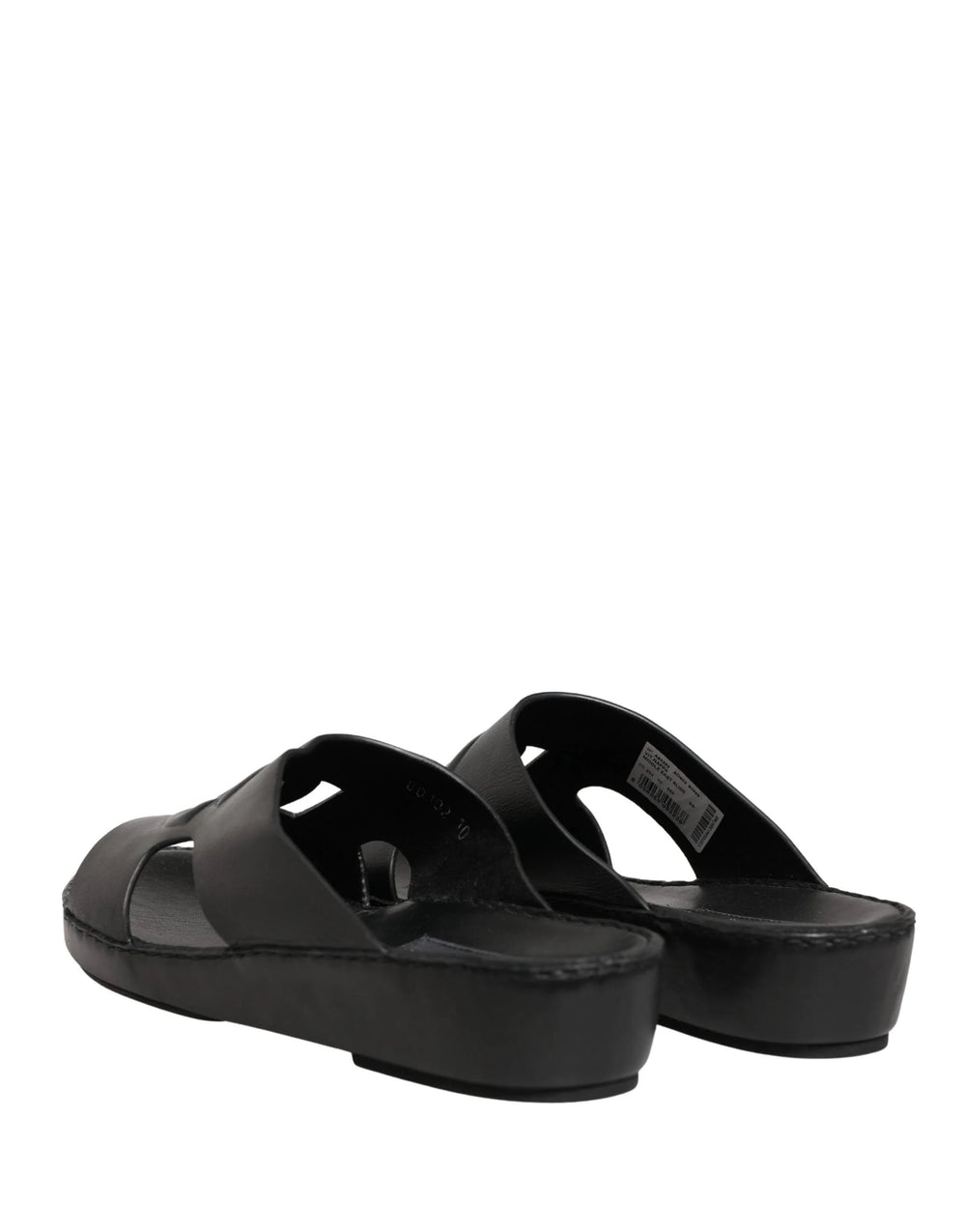 Dolce & Gabbana Black Leather Cutout DG Logo Sandals Shoes - EU44/US11