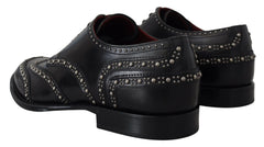 Dolce & Gabbana Black Leather Derby Dress Studded Shoes - Shoes