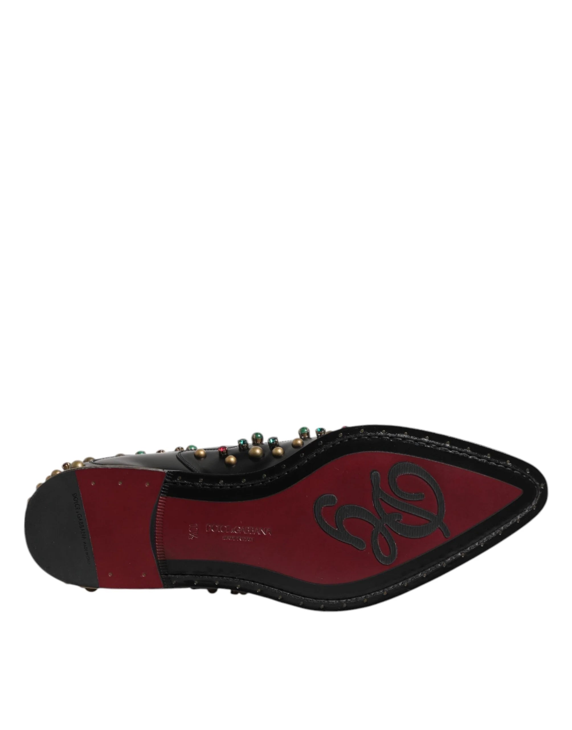 Dolce & Gabbana Black Leather Derby Dress Studded Shoes - EU44.5/US11.5 - Flats