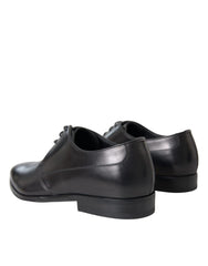 Dolce & Gabbana Black Leather Derby Formal Dress Men Shoes - Shoes