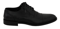 Dolce & Gabbana Black Leather Derby Formal Shoes - EU39/US6 - Shoes