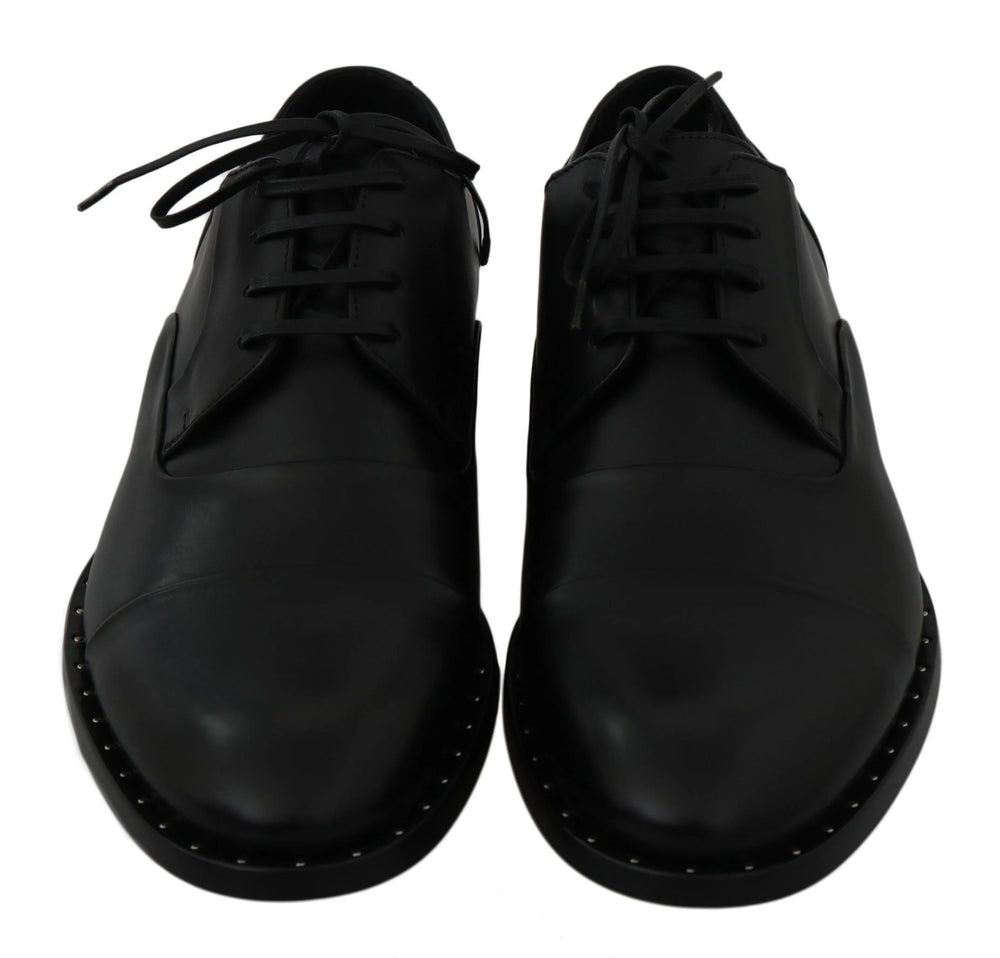 Dolce & Gabbana Black Leather Derby Formal Shoes - EU39/US6 - Shoes