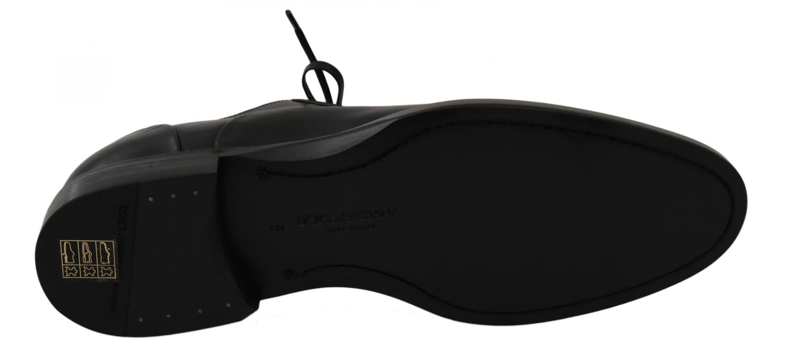 Dolce & Gabbana Black Leather Derby Formal Shoes - EU39/US6 - Shoes