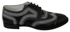 Dolce & Gabbana Black Leather Derby Formal White Lace Shoes - EU44/US11 - Shoes