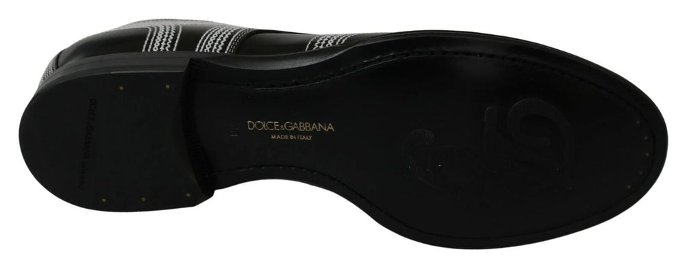 Dolce & Gabbana Black Leather Derby Formal White Lace Shoes - EU44/US11