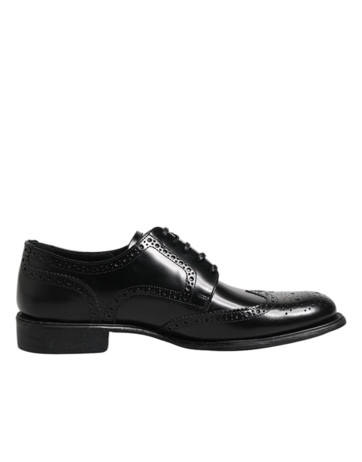 Dolce & Gabbana Black Leather Derby Wingtip Formal Shoes - EU 41 | US 8 - Shoes