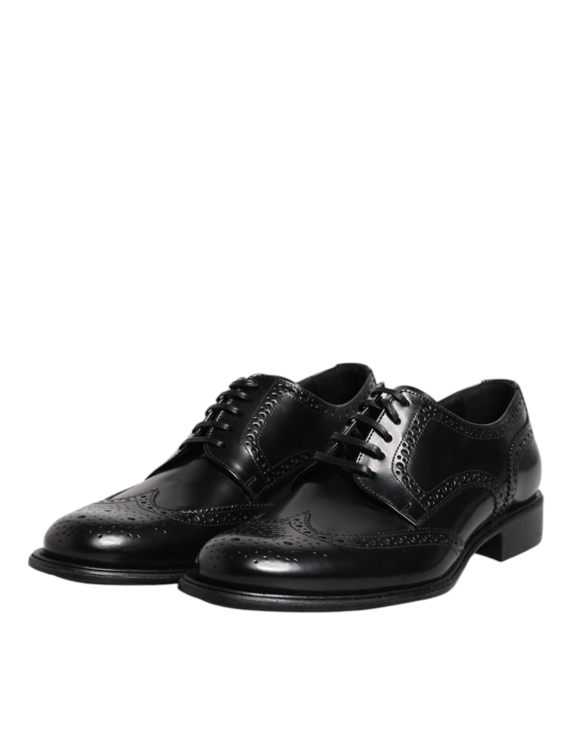Dolce & Gabbana Black Leather Derby Wingtip Formal Shoes - EU 41 | US 8 - Shoes