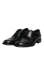Dolce & Gabbana Black Leather Derby Wingtip Formal Shoes - EU 41 | US 8 - Shoes