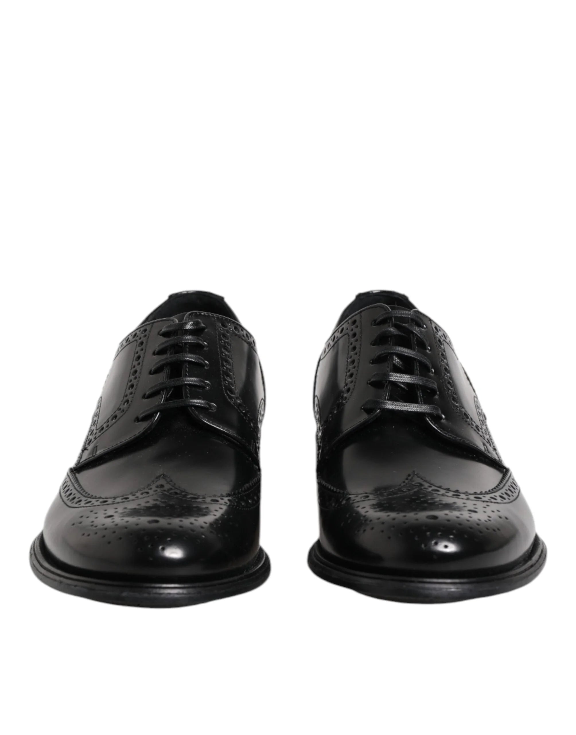 Dolce & Gabbana Black Leather Derby Wingtip Formal Shoes - EU 41 | US 8 - Shoes