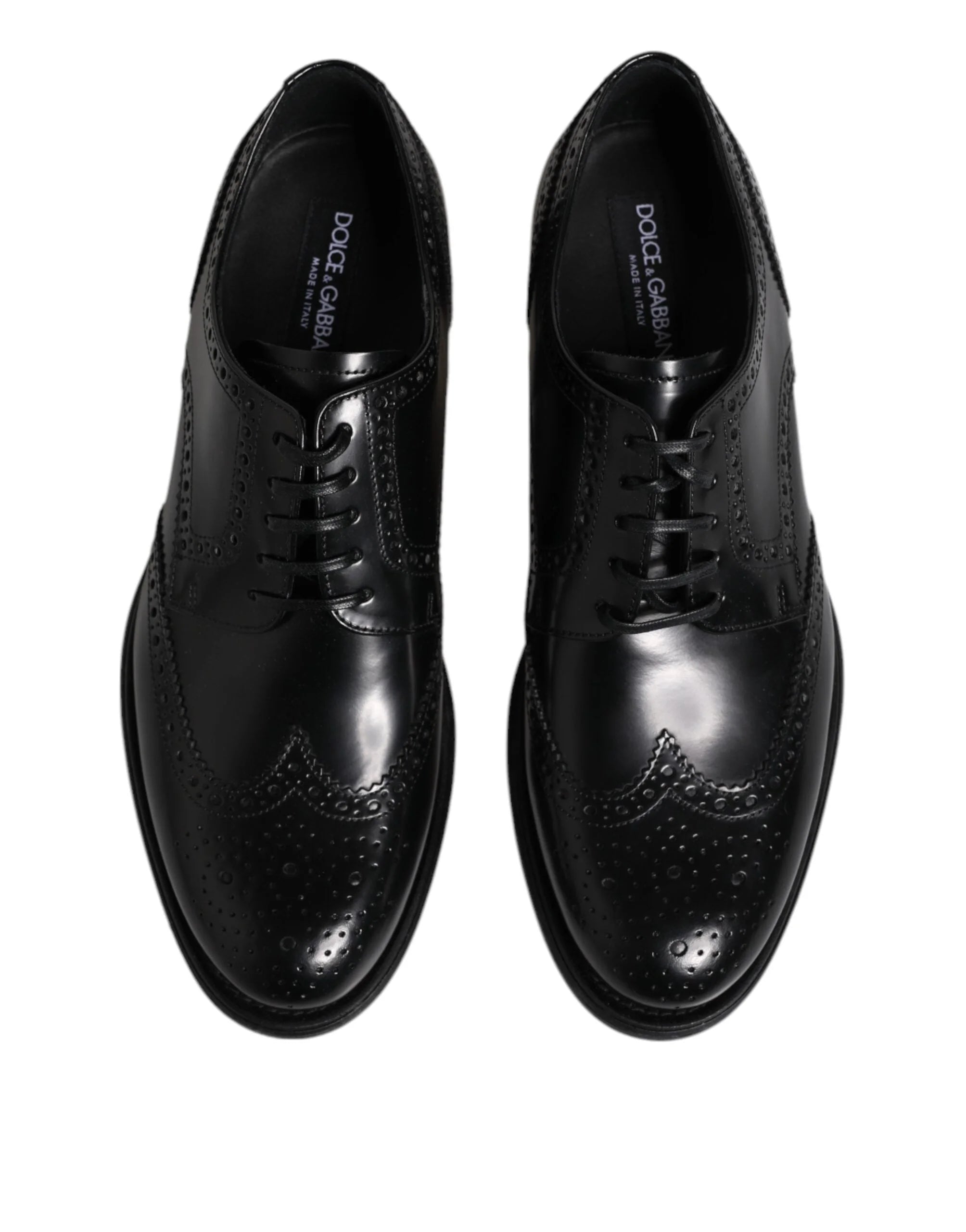 Dolce & Gabbana Black Leather Derby Wingtip Formal Shoes - EU 41 | US 8 - Shoes