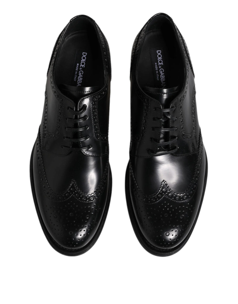Dolce & Gabbana Black Leather Derby Wingtip Formal Shoes - EU 41 | US 8 - Shoes