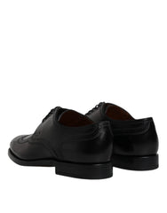 Dolce & Gabbana Μαύρα Δερμάτινα Derby Παπούτσια Μυτερά Επίσημα - EU39.5/US6.5