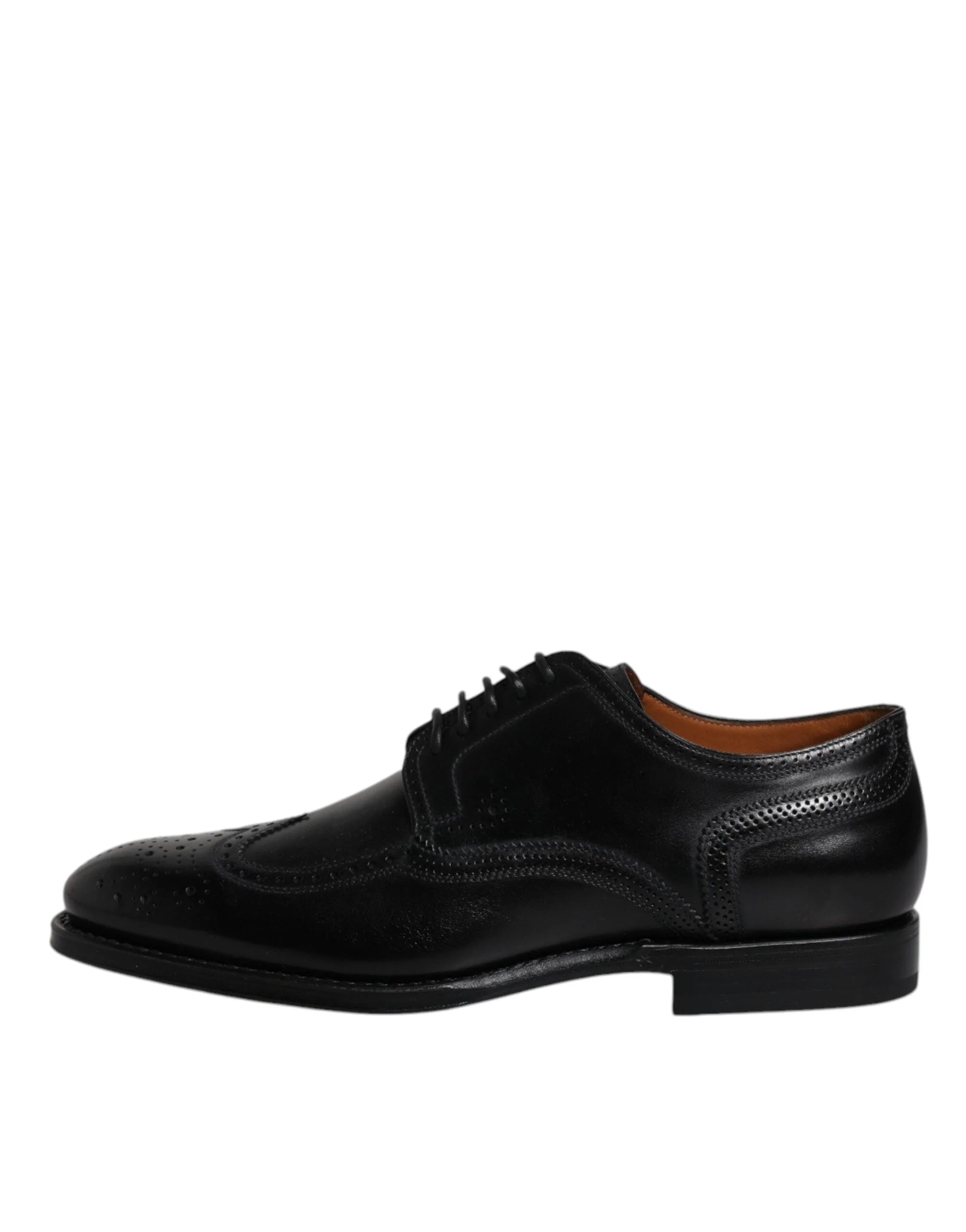 Dolce & Gabbana Black Leather Derby Wingtip Formal Shoes - EU39.5/US6.5 - Shoes