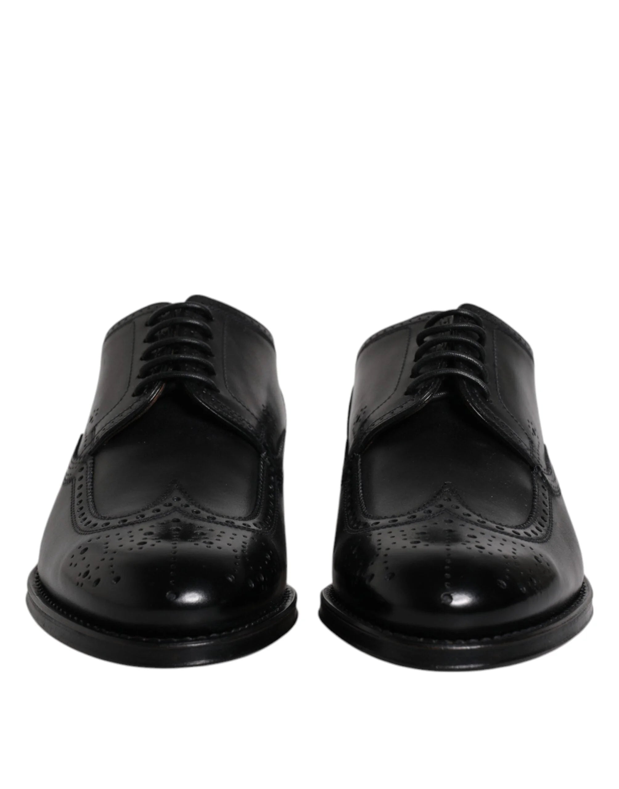 Dolce & Gabbana Black Leather Derby Wingtip Formal Shoes - EU39.5/US6.5 - Shoes