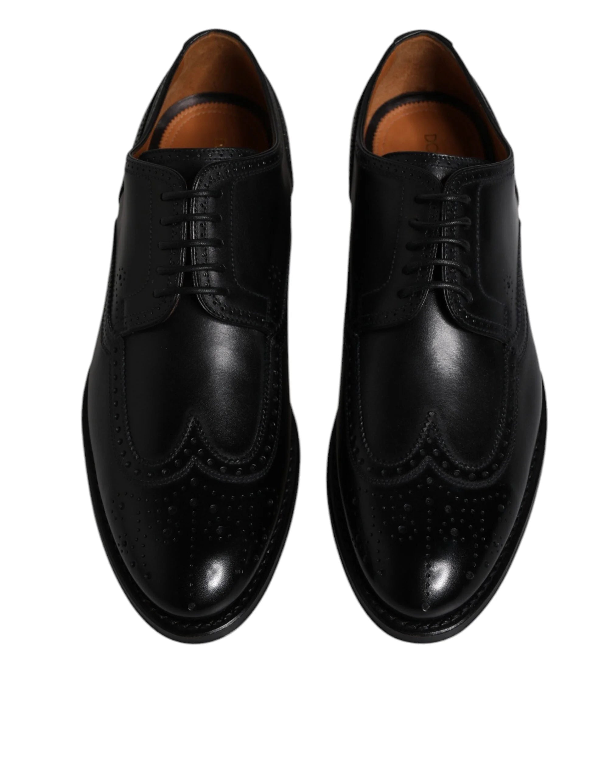 Dolce & Gabbana Black Leather Derby Wingtip Formal Shoes - EU39.5/US6.5 - Shoes