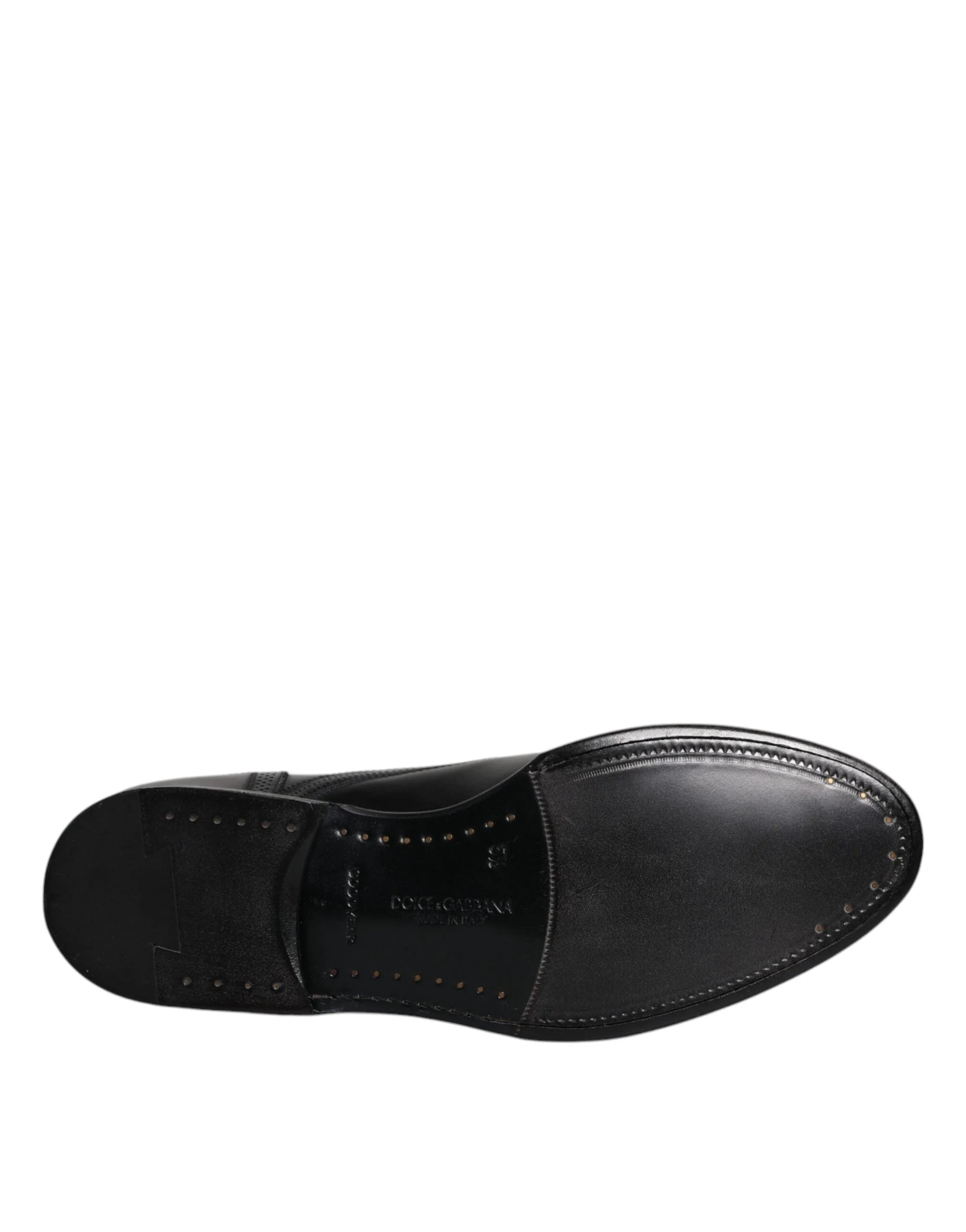 Dolce & Gabbana Black Leather Derby Wingtip Formal Shoes - EU39.5/US6.5 - Shoes